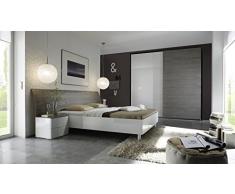 Matelpro-Chevet design 2 tiroirs coloris blanc laqué/gris Stevia