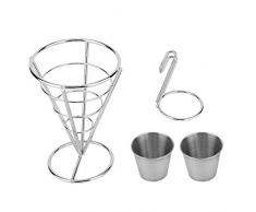 Jacksking Support de Frites, présentoir présentoir de Snacks de Buffet français(Double Tasse)