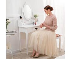 TecTake Coiffeuse avec tabouret tiroir et miroir Table de maquillage Commode de coiffeur