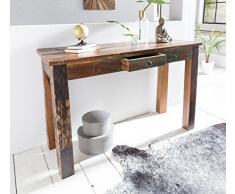 FineBuy console 120 cm DELHI Bois Shabby Vintage Cottage Brown | bureau design moderne Mango bois massif | 120x50x84cm Enfilade