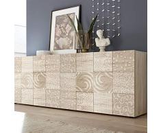 NOUVOMEUBLE Séjour Couleur chêne Enfilade 4 Portes et Table 180 ELMA 3