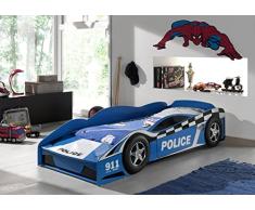 Vipack Toddler LIT Voiture Police 70x140 Bleu, MDF, Piscine