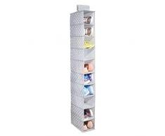 mDesign armoire suspendue en tissu – armoire de rangement polyvalente pour chaussures – parfait comme meuble de rangement pour couloir ou de chambre à coucher – pointillé avec 10 sections – gris/blanc
