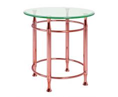 Haku Möbel 39124 Table dAppoint Métal/Verre Trempé Cuivre H 52 cm, Ø 50 cm