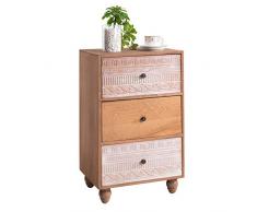 IDIMEX Commode Tilda Meuble de Rangement chiffonnier avec 3 tiroirs, en Bois de Paulownia Brun Style Vintage Ethnique Exotique avec gravures