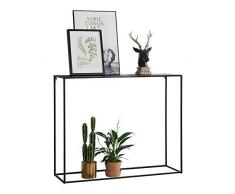 [en.casa] Table Console Table dAppoint Industriel en Métal Résistant 92 x 115 x 32 cm Noir Mat