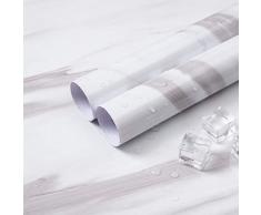 Niviy Papier Adhésif pour Meuble Blanc 45 cm × 200 cm Film Auto Adhésif pour Armoire de Cuisine, Sticker Marbre Film Adhésif de PVC Imperméable, Papier Adhesif Marbre, Papier Peint Autocollant Marbre