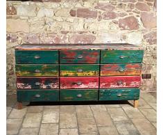 Palatina Werkstatt Commode Massive indonesque/Buffet avec tiroirs en Teck recyclé fabriqué à la Main
