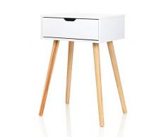 Furniture for Friends Möbelfreude Tjark Table de chevet avec tiroir et pieds en bois Blanc 40 x 30 x 60 cm, Bois, Blanc., 40x30x60 cm