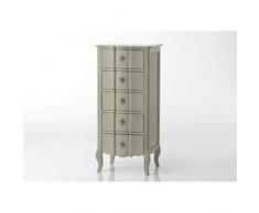 Amadeus Chiffonnier Romantique 5 tiroirs patiné Gris ARBALETTE