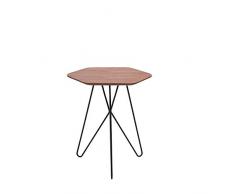 Marque Amazon - Rivet - Table dappoint hexagonale en noyer et métal noir, 50 x 40 x 46 cm
