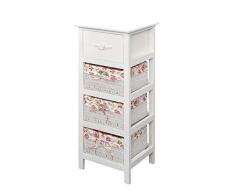 Landhaus Commode Antique avec 3 paniers Rose