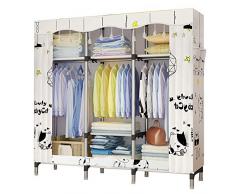 UDEAR Armoire de Chambre Adulte Armoire de Rangement Tissu Penderie Style de Rideau，Blanc