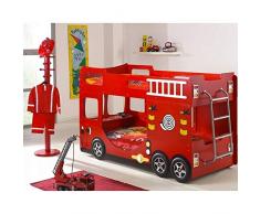 Vipack Pompier LIT SUPERPOSE Rouge, MDF