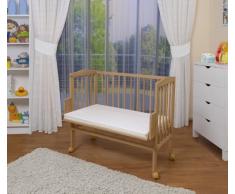 WALDIN Lit cododo pour bébé/berceau - hauteur réglable - bois naturel ou blanc laqué,non traité,Surface de couchage extra large : L 90 x l 55
