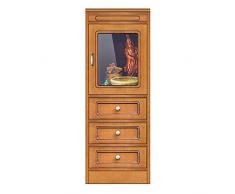 Meuble de Rangement Bas avec Porte vitrée et tiroirs, vitrine chiffonnier Bas