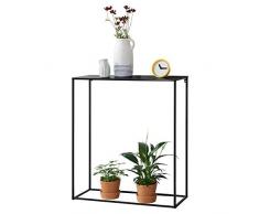 [en.casa] Table Console Table dAppoint Industriel en Métal Résistant 92 x 80 x 32 cm Noir Mat