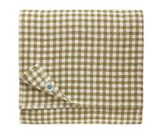 Linen & Cotton Nappe de Table en Tissu à Carreaux Vichy Estella - 100% Lin, Blanc Beige (80 x 80 cm) Petite Carré Campagnard pour Maison Table Basse en Bois Commode Restaurant Pique-nique Lété Pâques
