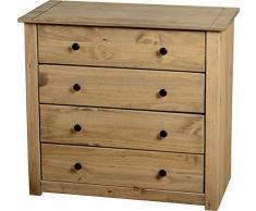 Mercers Furniture Panama Commode à 3 tiroirs Bois Cire Antique, Pin, Cire Antique, 80x41x73 cm