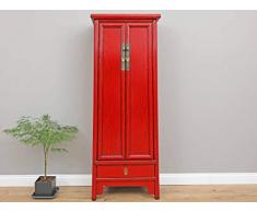 Yajutang Armoire de Mariage Chinoise en Bois Massif Rouge 2 Portes
