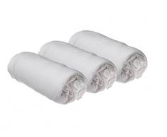 Easy Dort Pack de 3 Draps Housse en Coton Blanc 40 x 80 cm Extensible à 40 x 90 cm