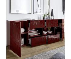 NOUVOMEUBLE Enfilade Rouge laqué Design 2 Portes 4 tiroirs Paolo 2