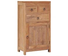 Goliraya Buffet (avec 3 tiroirs et 1 Porte) Bois de Teck Massif Solide et Durable Style Rustique 50 x 30 x 90 cm