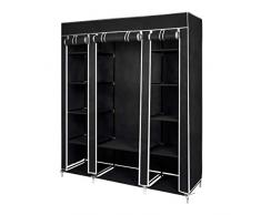 Meerveil Armoire en Tissu Penderie de Vêtement en Toile Mobilier de Chambre Rangement de Vêtements Unique Tringles à Vêtements (Noir)
