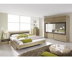 Matelpro-Commode contemporaine 2 portes/5 tiroirs chêne clair/gris Venilia