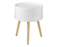 EUGAD Table de Chevet Table de Nuit avec Rangement Pieds en Bois 38x38x48,5cm,Blanc 0075ZZ