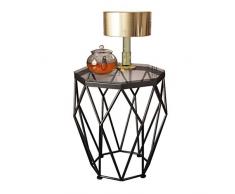 MMLI-Tables Basses Table dappoint pour Table dangle octogone, Structure en métal en Verre trempé, Table Basse pour Table de Nuit Moderne avec Table de Nuit, diamètre 47 cm × Hauteur 56 cm