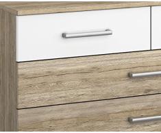 Matelpro-Commode contemporaine 6 tiroirs coloris chêne clair/blanc Barcia