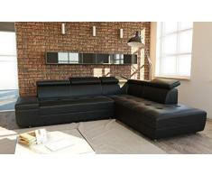 tendencio Canapé dangle Convertible EMI lit avec têtières réglables en Simili Cuir Noir Design