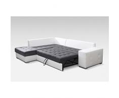 JUSThome PARIS I Canapé d'angle Sofa canapé lit Cuir écologique Tissu structuré (lxLxH): 212x282x42 cm Noir Rouge Angle droit