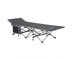 KingCamp Lit de Camping Pliant Stable et Robuste Quick Up avec Support de Poche latérale jusquà 120 kg (Gris)