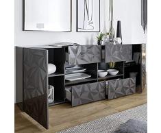 NOUVOMEUBLE Enfilade Design Gris laqué 2 Portes 4 tiroirs Paolo 3