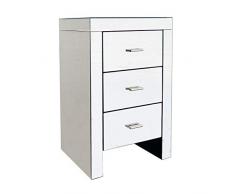 Bentley Home - Commode/meuble de rangement 3 tiroirs - verre effet miroir