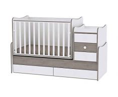 Lit bébé évolutif/ combiné Maxi Plus blanc/café Lorelli (Le lit se transforme en lit dadolescent, bureau, armoire multifonction)
