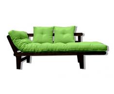 Canapé-lit Sésamo, Wenge, Futon Vert, 200x82x32 cm