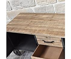 Meuble Télé TV Enfilade Bahut sur Roulettes Fer Bois Campagne Industriel 155 cm