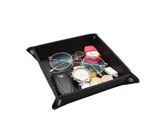 Plateau en cuir PU aolaso PU, organiseur de bureau Plateau à bijoux Valet Plateau à bijoux Valet à clés Boîte à pièces de monnaie Boîte à monnaie Caddy de rangement de chevet Caddy