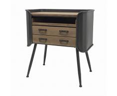 chemin_de_campagne Table de Chevet Commode à Tiroirs Bois Fer Industrielle Scandinave 79.50 cm x 85.50 cm