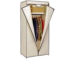 VonHaus Armoire à Rangement en Toile - Penderie Vêtements - Avec une Étagère - Beige - 75 x 50 x 160cm - Parfaite pour laChambre, Chambre dAmis, Caravanes.