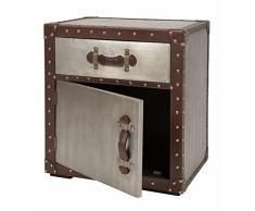 ts-ideen Commode Armoire Étagère Style Antique Shabby Rustique Table d’Appoint de Chevet Bois Métal Marron Brun Foncé