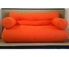 Canapé futon Lit futon Double Face Base tatamis Couleurs Rouge/Orange Taille 160 x 200 cm