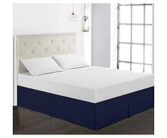 GUOCU Cache Sommier Microfibre, Jupe de lit en Poly Coton Durable,Qualité Deavable Qualité de l'hôtel et Résistance à l'abrasion Bleu foncé Double