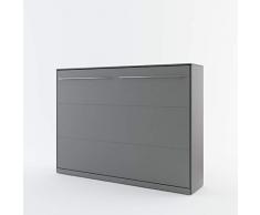BIM Furniture Concept Pro Lit Mural Horizontal avec lit Pliant et lit Fonctionnel Gris