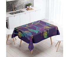 Fansu Nappe Rectangulaire, Nappe de Table Attrapeur de rêves Impermeable Résistant Lavable et Facile d?Entretien Nappe pour Fête Restaurant Buffet Jardin Extérieure (Violet Romantique,140x260cm)