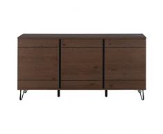 Keo Sheffield Enfilade 3 Portes, Bois, Noyer/Noir, 160 x 50 x 80 cm