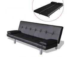 mewmewcat Clic-clac Convertible Canapé-lit Réglable en Cuir Synthétique Noir